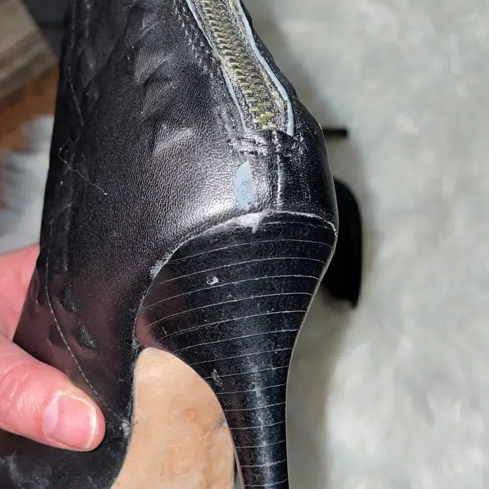 Cynthia Vincent Black Butter Soft Leather Open Toe Booties